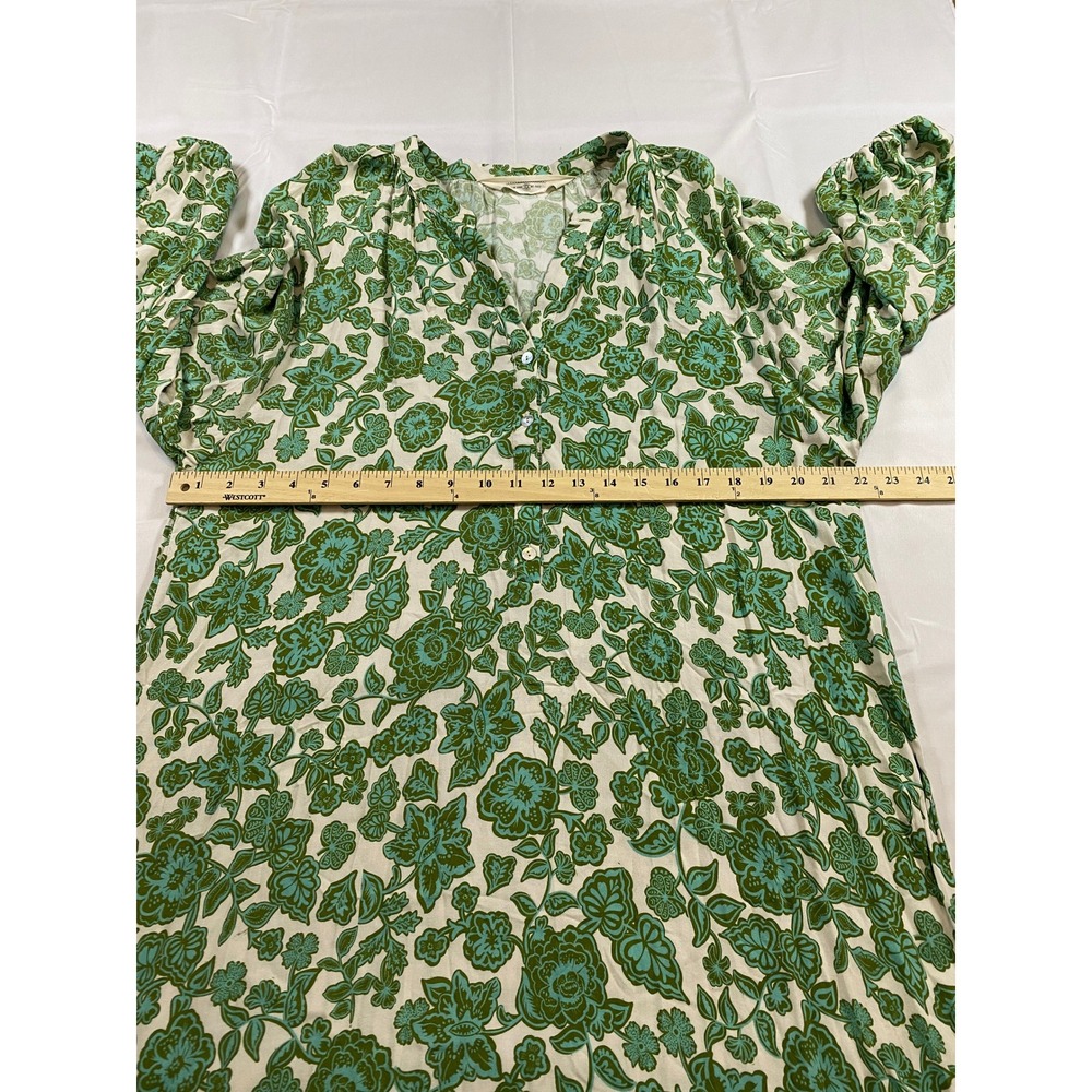 Citrine Swim and Be Free Green Floral Henley Maxi Dress Long Sleeve Large - Picture 8 of 14